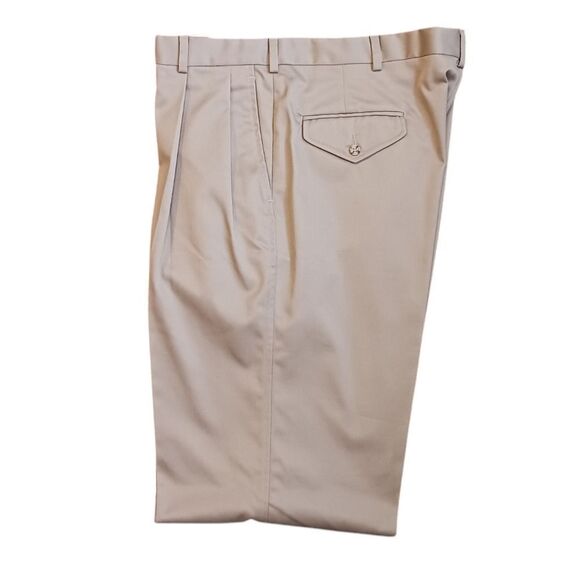 LANDS' END Chino Pants Tailored Dress Trouser Pleated Wide Leg Kahki 38x37 38 L - Picture 6 of 13